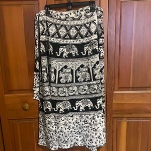 Black and White A-Line Wrap Skirt